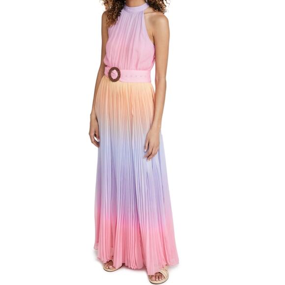 NEW Rococo Sand Emi Ombre Pleated Halter Dress - Picture 2 of 12